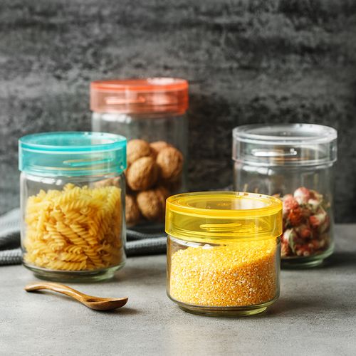日本进口玻璃瓶密封罐子厨房家用透明食品杂粮储物罐蜂蜜瓶储存罐