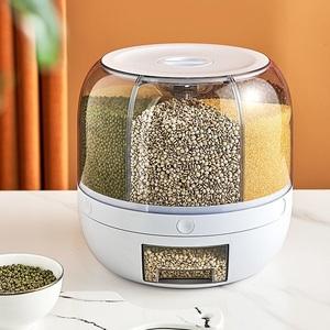 米桶旋转式分格杂粮米缸按压透明塑料收纳盒厨房谷物米面储存容器
